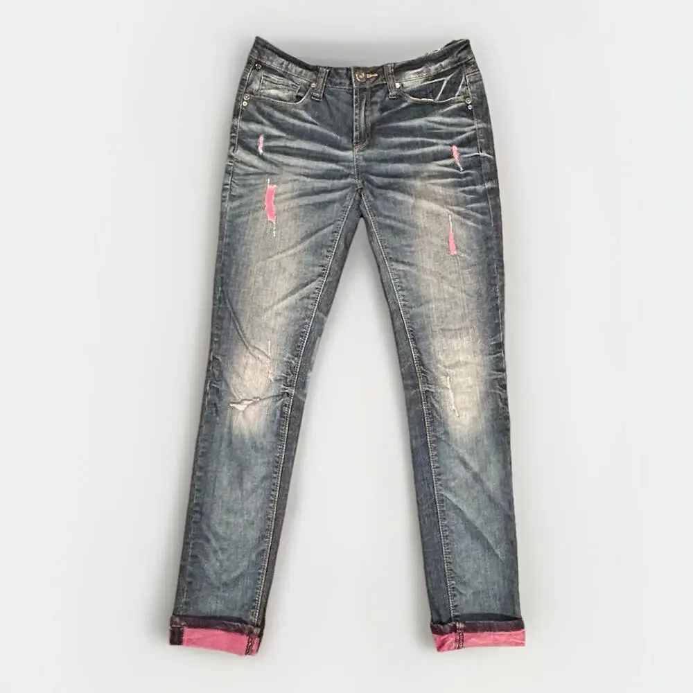 One Green Elephant Kosai Slim Jeans Women's Medium 30x32 Distressed Whiskering